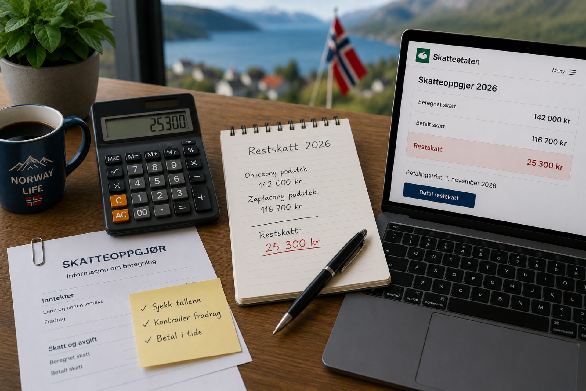 Odsetki od zwrotu podatku i kildeskatt – skatteoppgjør Norwegia